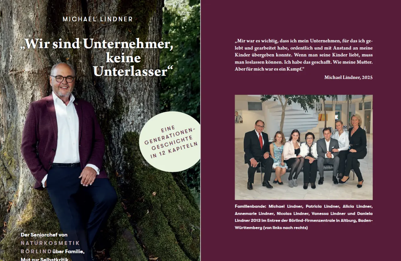 Michael Lindner (Börlind), Buchcover "Wir sind Unternehmer, keine Unterlasser", Generationsgeschichte, Familienfoto.